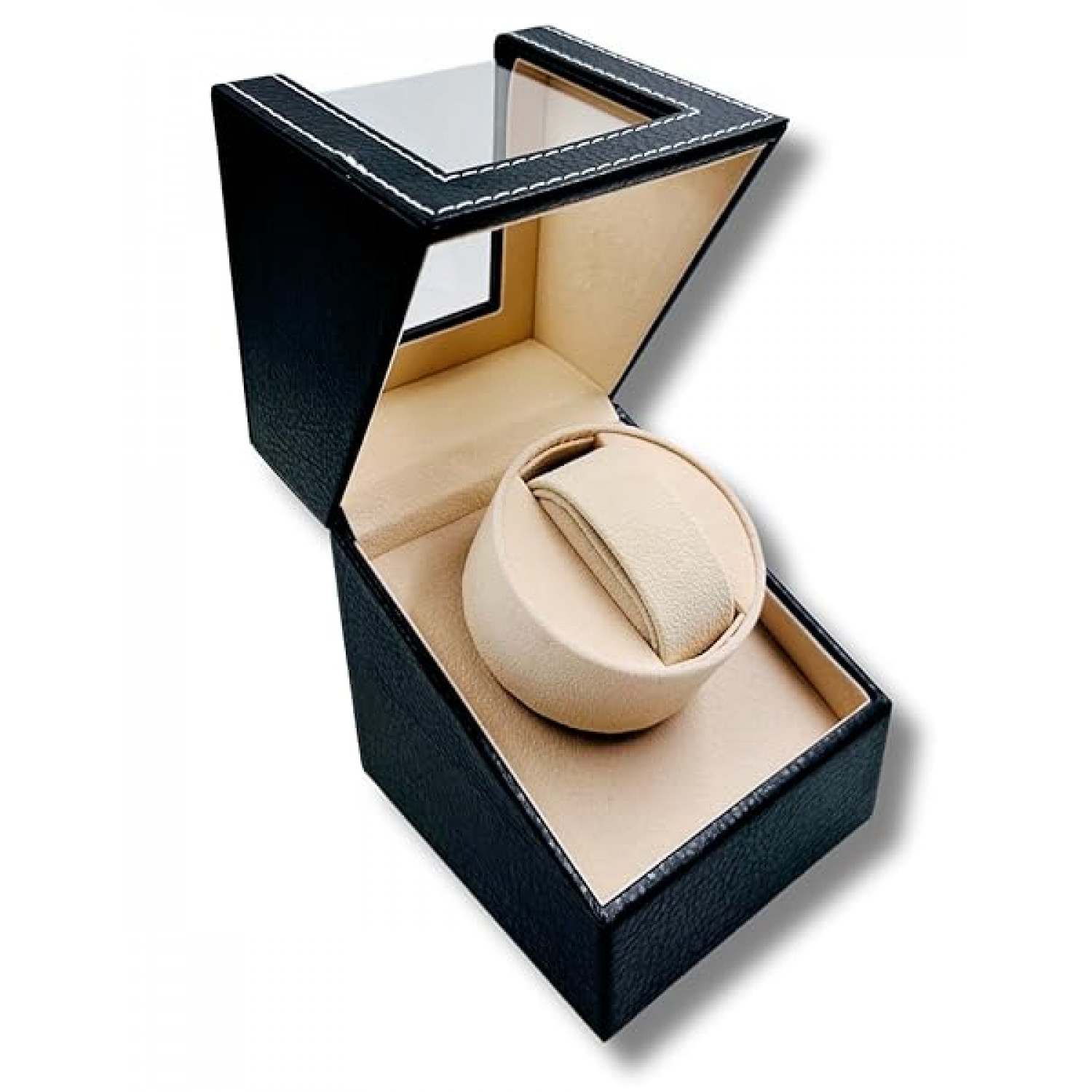 24x7-eMall-Luxury-Automatic-Single-Watch-Winder-with-Quiet-Motor-in-Black-Leather-AC-Adapter-or-Battery-Powered-Watch-B0CMTKZY2R