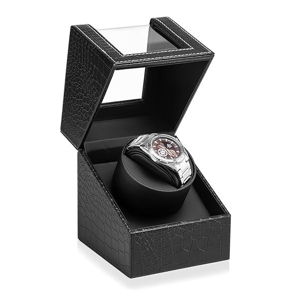 Efaithtek-Automatic-Single-Watch-Winder-with-Japanese-Quiet-MotorAC-Adapter-or-Battery-Powered-Black-Crocodile-Patte-B097G4RWGN